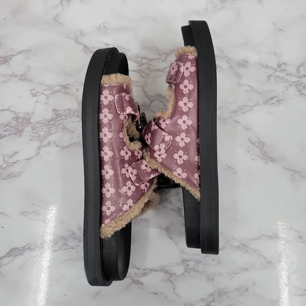 AEROSOLES X Laura Ashley La Olivia Faux Shearling Slide Purple Women's Size 7